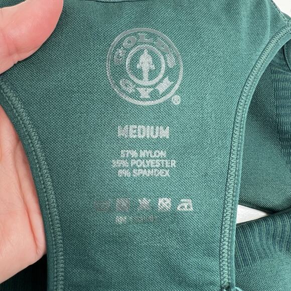 Golds Gym Women’s M Medium Sports Bra Impact Strappy High Support Padded Green - Picture 10 of 12